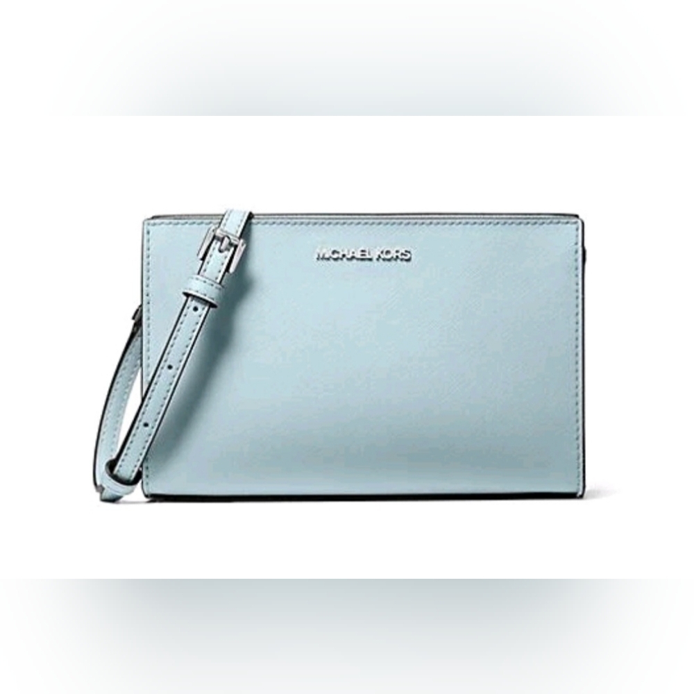 MICHAEL KORS Sheila Small Faux Leather Crossbody Bag in Vista Blue New